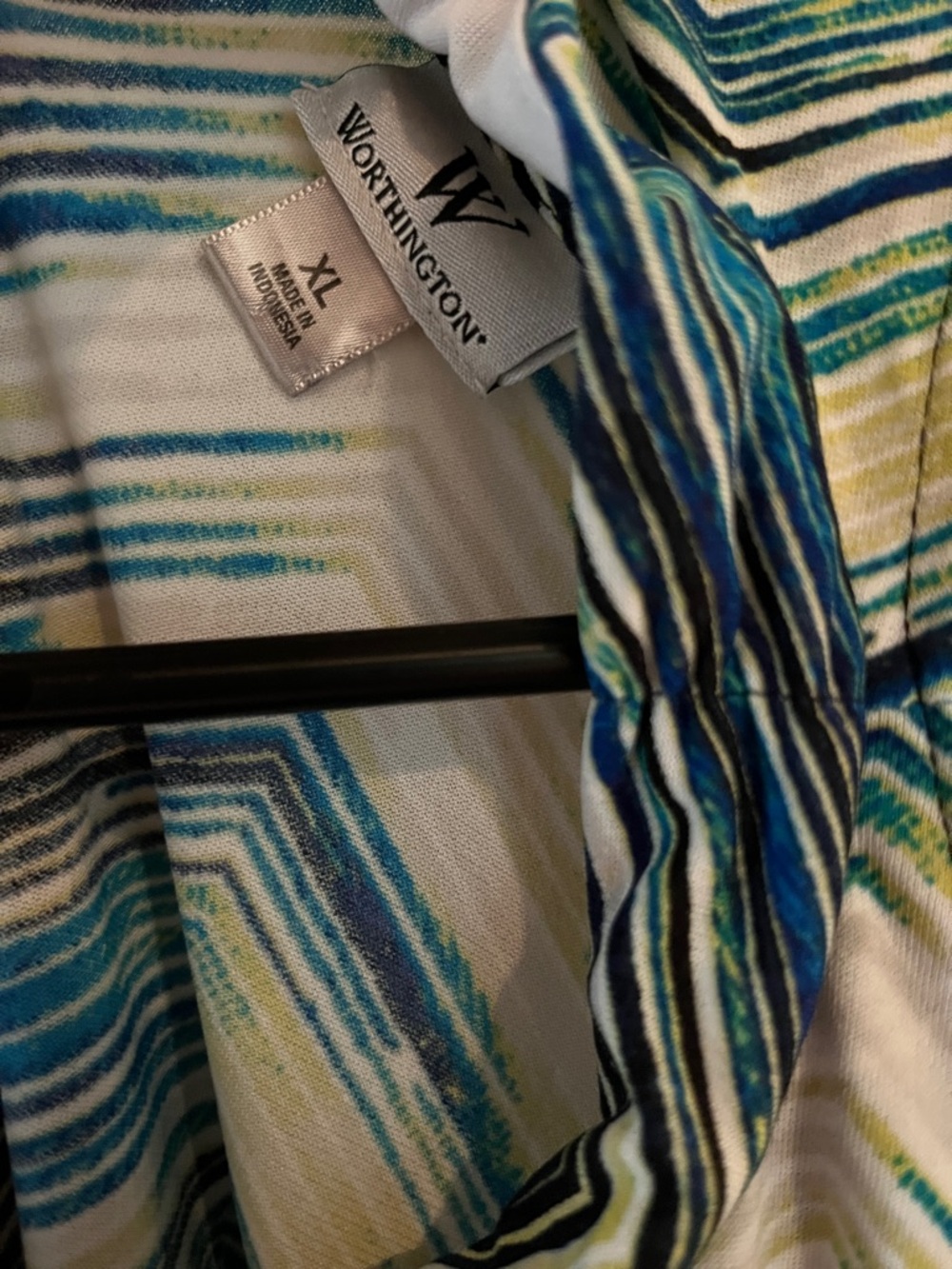 Worthington Blue, Green & Black Striped Chevron Top - Picture 2 of 4